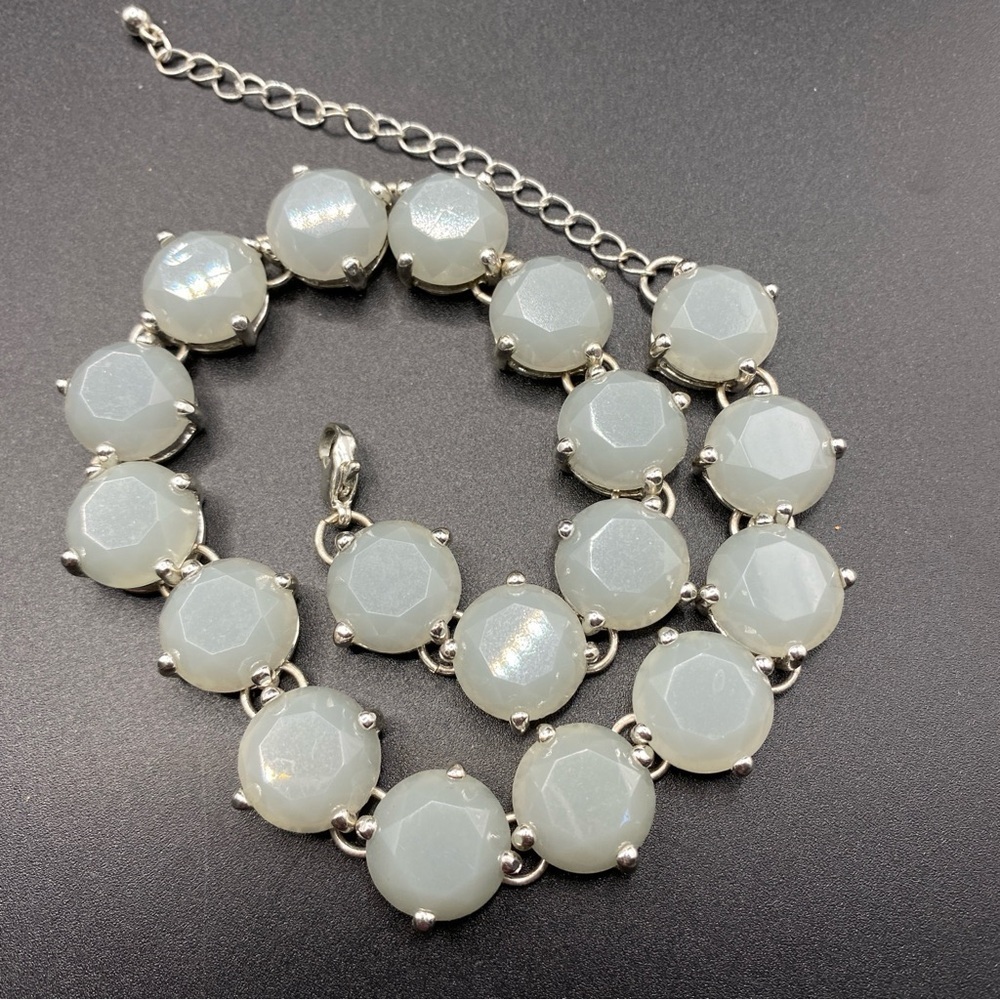Gray Acrylic Prong Set Cabachon Choker Necklace